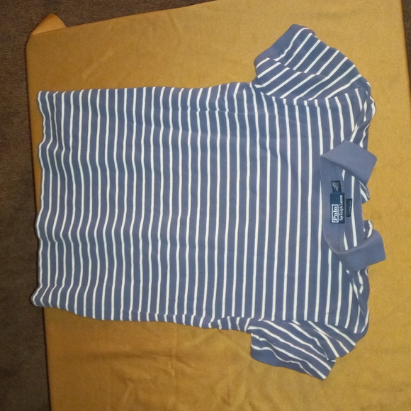 Polo by Ralph Lauren blue striped collared t-shirt - Picture 3 of 6